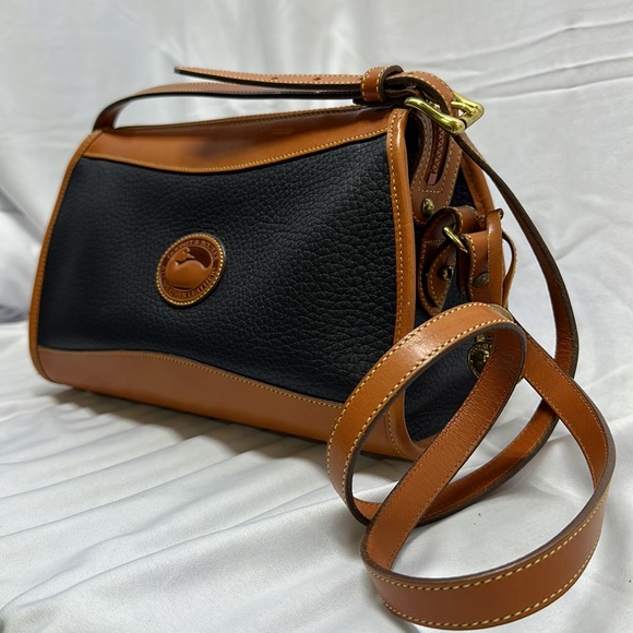 Dooney & Bourke Handbags - Vintage navy and tan Dooney and Bourke satchel